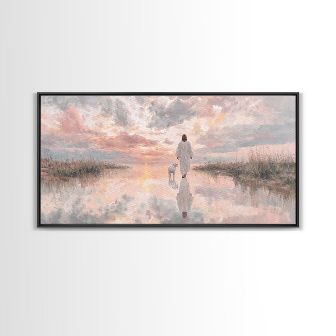 Sunset Promise, Framed Canvas Print, Christian Art Canvas, Christian Wall Art, Jesus Painting, Christian Christmas Art, Modern Christian Pa