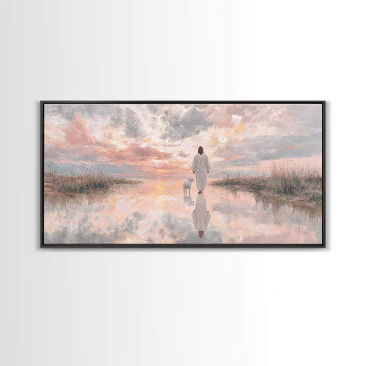 Sunset Promise, Framed Canvas Print, Christian Art Canvas, Christian Wall Art, Jesus Painting, Christian Christmas Art, Modern Christian Pa