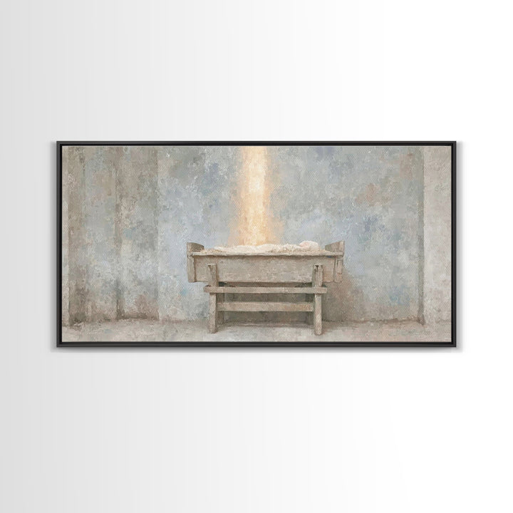Infant Promise Glow, Framed Canvas Print, Christian Art Work, Minimalist Christian Art, Christmas Art Prints, Christian Christmas