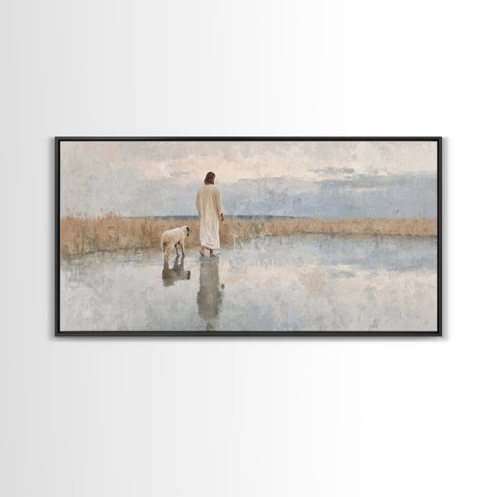 Still Waters Guide – Framed Canvas Print – Christian Art Canvas – Christian Wall Art – Jesus Painting – Abstract Christian Art – Christian