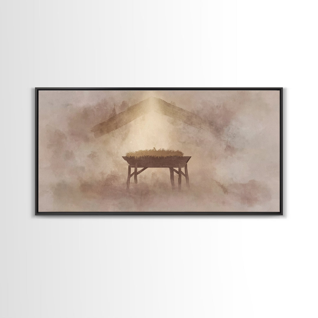 Manger Of Wonder – Framed Canvas Print – Christian Art – Christian Christmas Art – Christmas Wall Art – Christian Gift Ideas