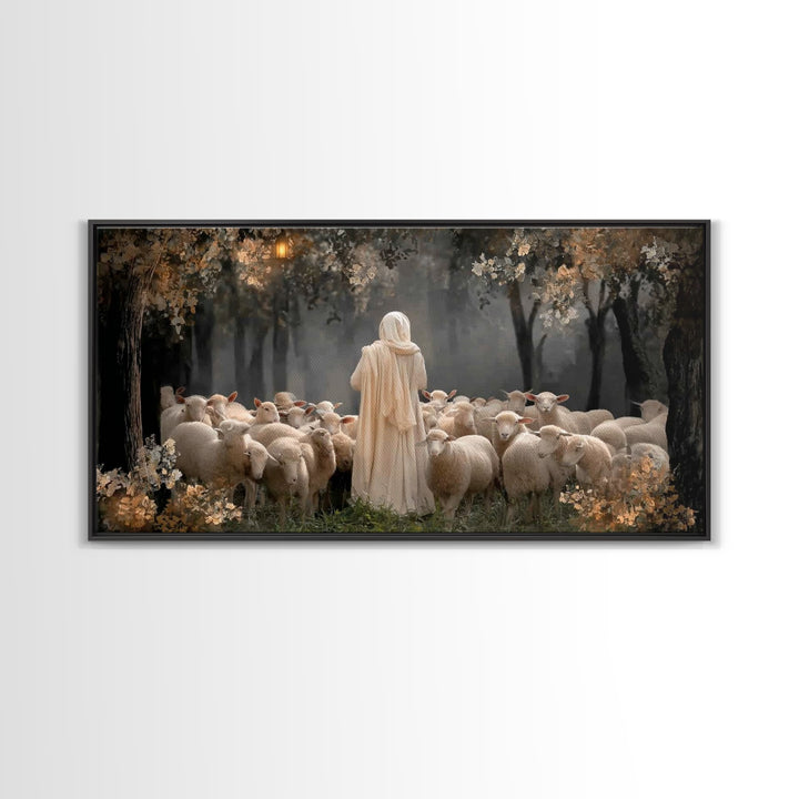 Shepherd’s Care | Framed Canvas Print | Christian Wall Art | Christmas Art | Christian Art Canvas | Jesus Painting | Christian Art Print