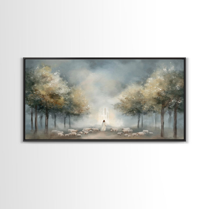 Heavenly Pathway - Framed Canvas Print - Christian Art Canvas - Christian Christmas Art - Jesus Painting - Christian Wall Art