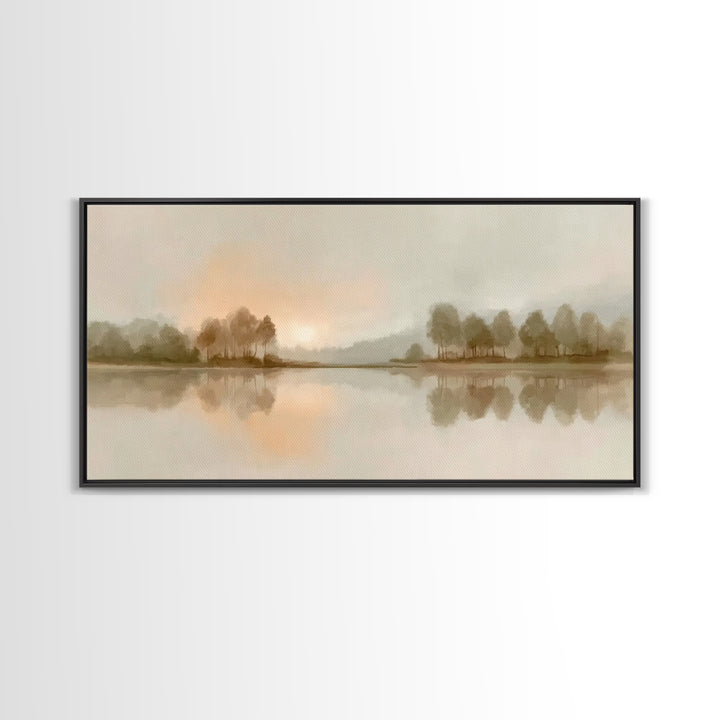 Still Waters Glow - Framed Canvas Print - Christian Wall Art - Minimalist Christian Art - Christian Art Print - Pastoral Scenery