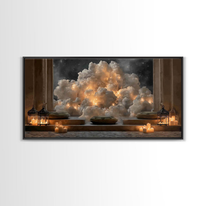 Celestial Glow - Framed Canvas Print - Christian Christmas Art - Christian Art Canvas - Moody Christmas Art - Christian Wall Art