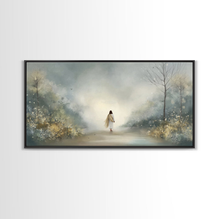 Garden Way Promise, Framed Canvas Print, Christian Wall Art, Jesus Painting, Christian Art Canvas, Modern Christian Art, Christian Gift Ide