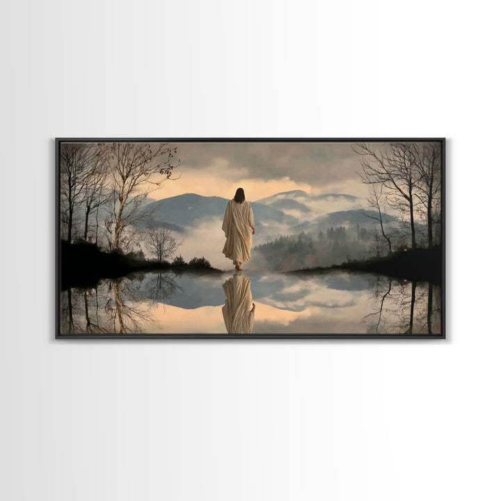 Mountain Peace Journey – Framed Canvas Print – Christian Wall Art – Jesus Painting – Christian Art Canvas – Moody Christian Art – Christian