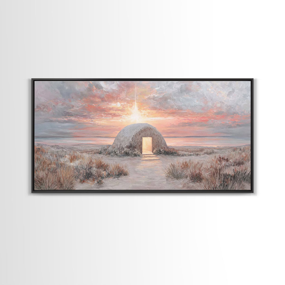 Manger Light – Framed Canvas Print – Christian Christmas Art – Christmas Wall Art – Jesus Painting – Christian Art Canvas – Christian Decor