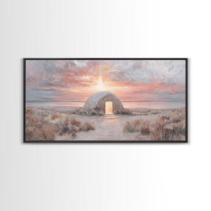 Manger Light – Framed Canvas Print – Christian Christmas Art – Christmas Wall Art – Jesus Painting – Christian Art Canvas – Christian Decor