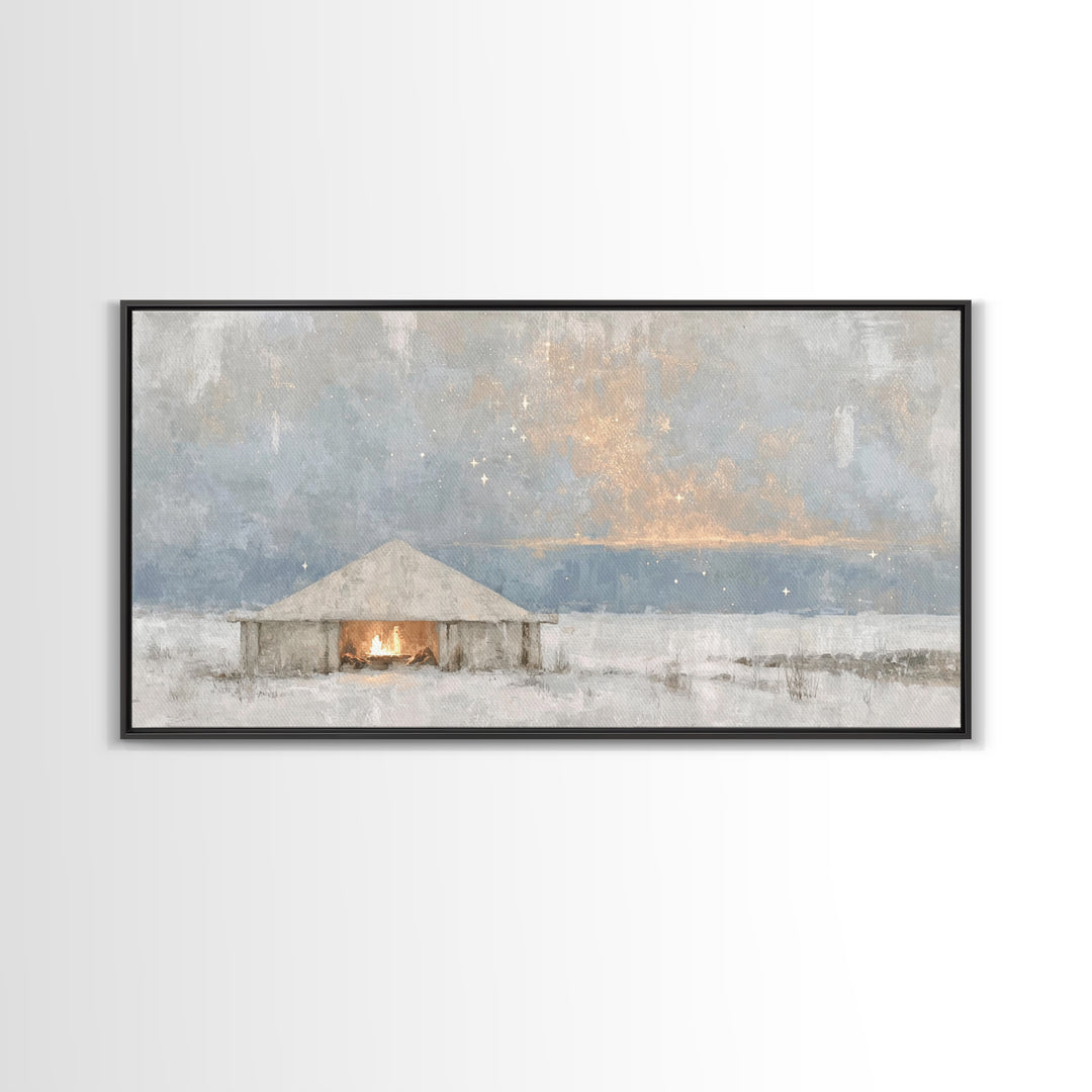 Sacred Arrival – Framed Canvas Print – Christian Art Canvas – Jesus Painting – Christian Wall Art – Christian Christmas Art – Christian Dec