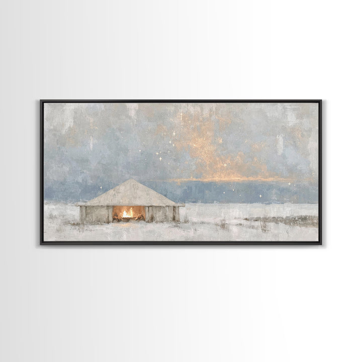 Sacred Arrival – Framed Canvas Print – Christian Art Canvas – Jesus Painting – Christian Wall Art – Christian Christmas Art – Christian Dec