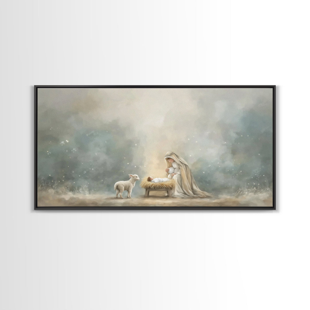 Heaven’s Gentle Dawn – Framed Canvas Print – Christian Art Canvas – Christian Wall Art – Jesus Painting – Christmas Art – Christian Christm