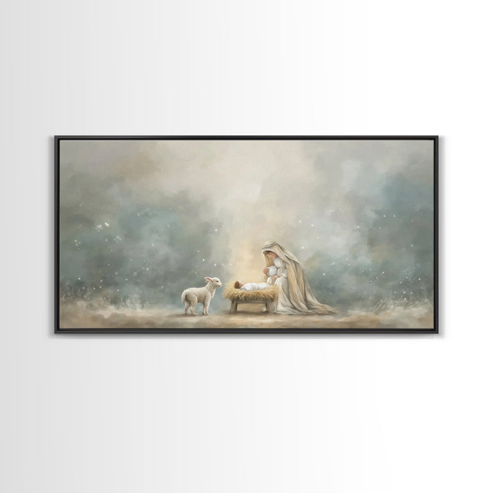 Heaven’s Gentle Dawn – Framed Canvas Print – Christian Art Canvas – Christian Wall Art – Jesus Painting – Christmas Art – Christian Christm