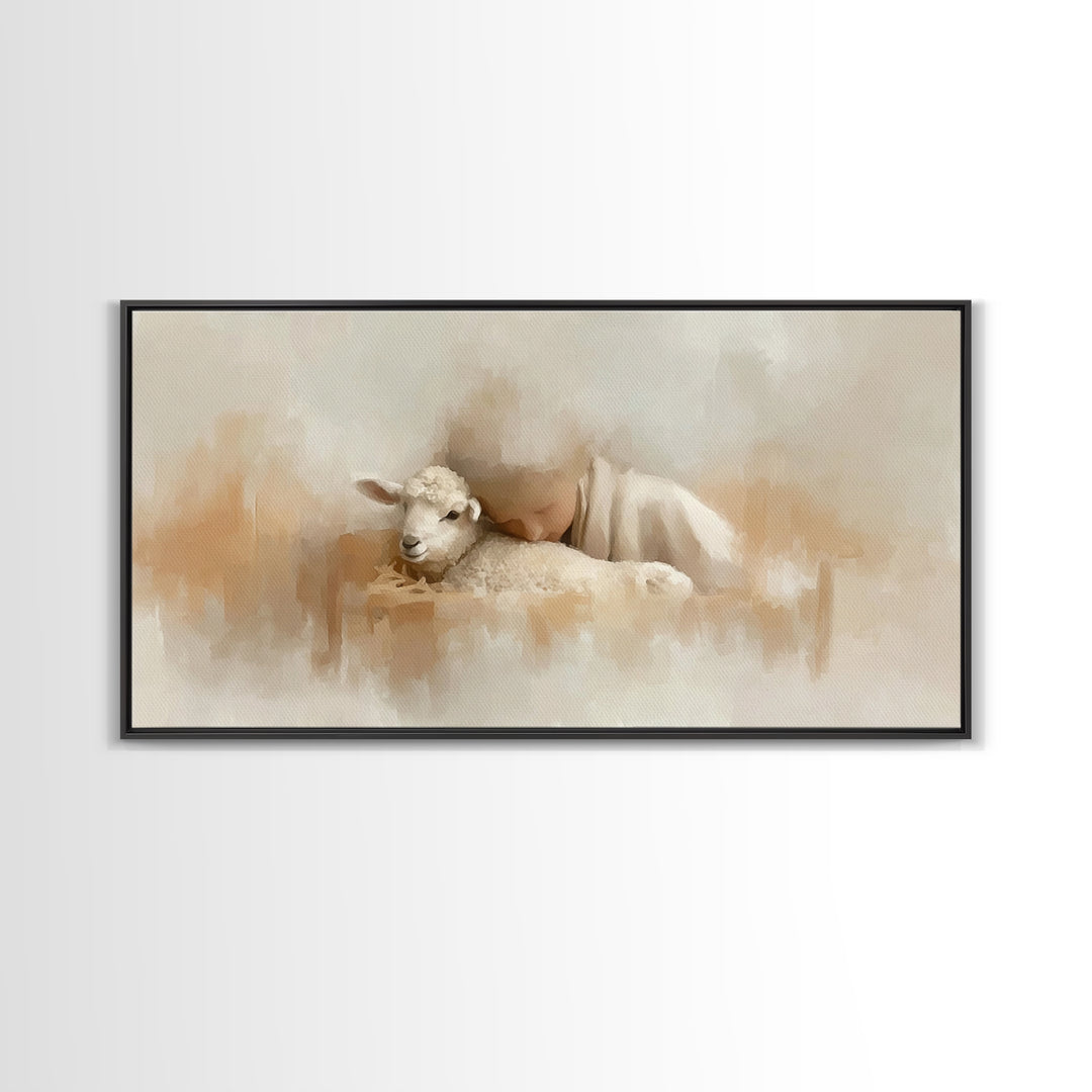 Tender Blessing Light, Framed Canvas Print, Christian Art Canvas, Christian Wall Art, Jesus Painting, Christmas Art, Christian Gift Ideas