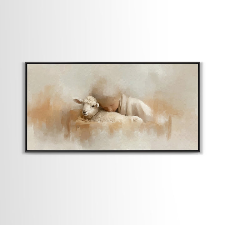 Tender Blessing Light, Framed Canvas Print, Christian Art Canvas, Christian Wall Art, Jesus Painting, Christmas Art, Christian Gift Ideas