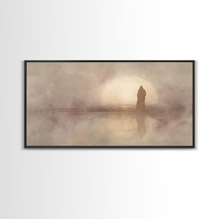 Divine Manger Glow, Framed Canvas Print, Christian Wall Art, Christian Art Canvas, Jesus Painting, Christmas Art, Christian Christmas