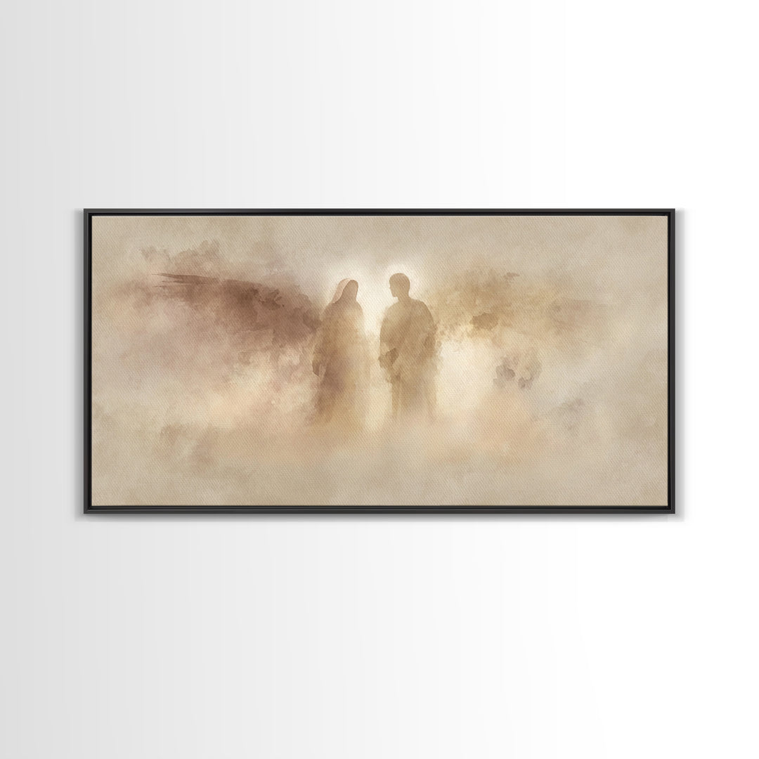 Heavenly Silhouettes – Framed Canvas Print – Christian Wall Art – Christmas Art Framed – Christian Art Canvas – Christian Christmas Decor