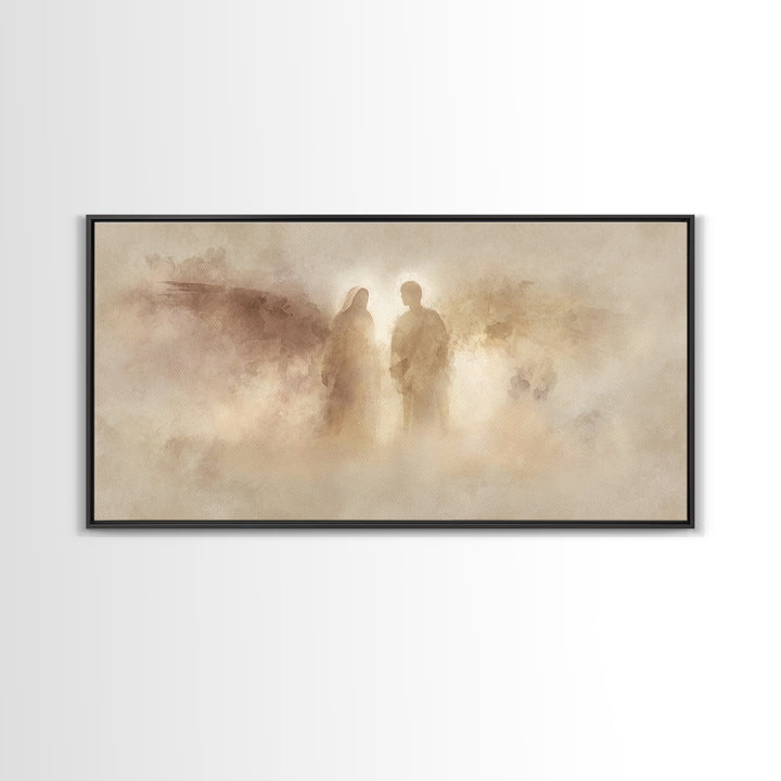 Heavenly Silhouettes – Framed Canvas Print – Christian Wall Art – Christmas Art Framed – Christian Art Canvas – Christian Christmas Decor