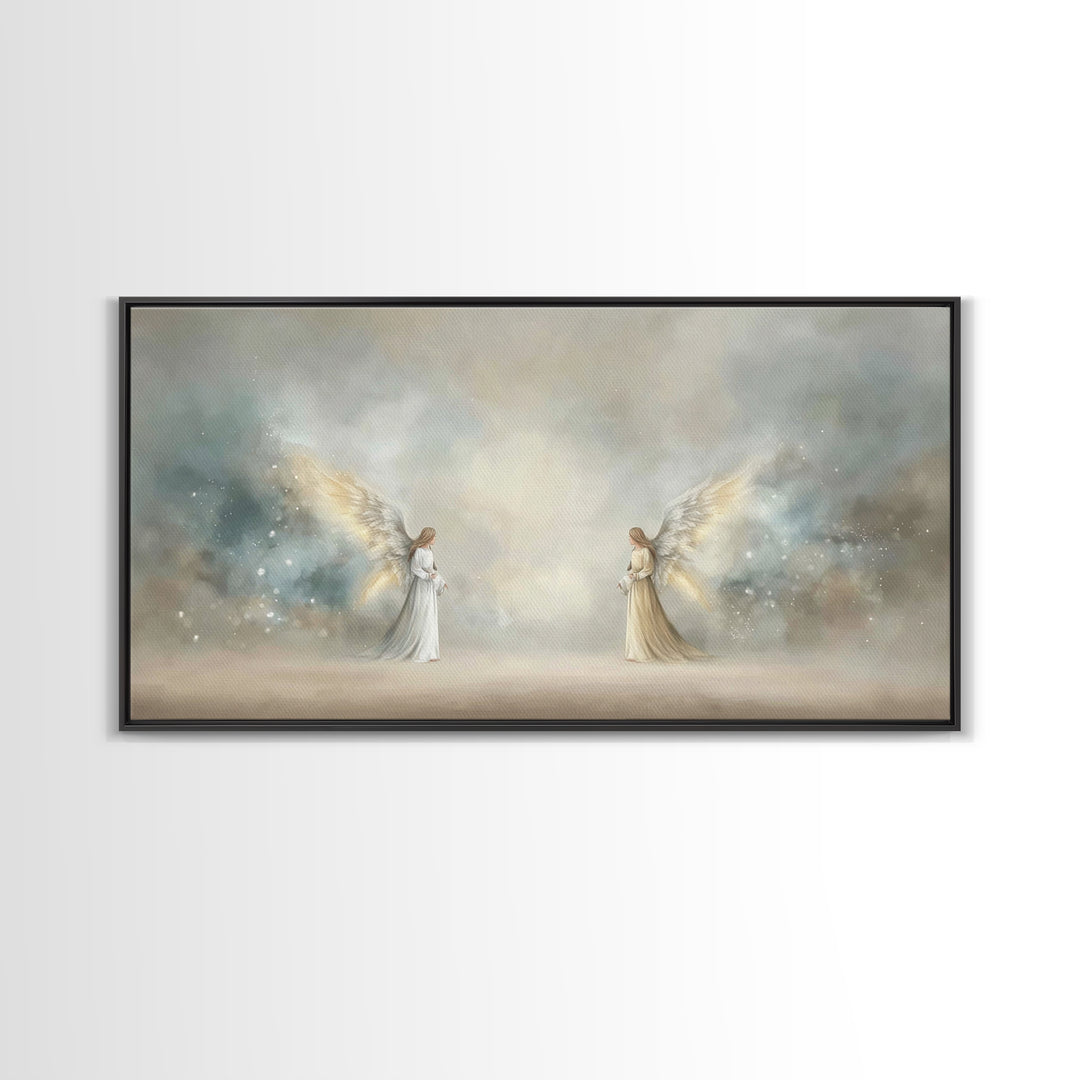 Serene Messengers – Framed Canvas Print – Christian Art Canvas – Framed Christian Art – Christian Christmas Art – Christmas Wall Art