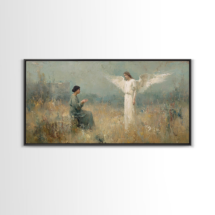 Gentle Annunciation – Framed Canvas Print – Christian Art Canvas – Christian Art Print – Vintage Christian Art – Christian Wall Art