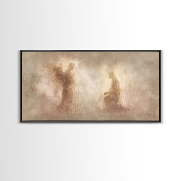 Sacred Encounter, Framed Canvas Print, Christian Art Canvas, Christian Painting, Subtle Christian Art, Christian Decor For Home, Modern Chr
