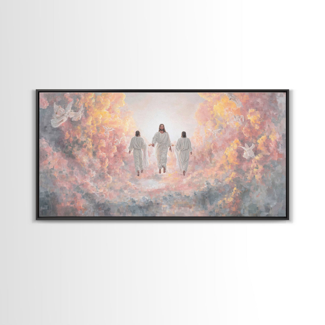 Celestial Gathering – Framed Canvas Print – Christian Art Print – Jesus Painting – Christian Wall Art – Christian Christmas Art – Modern Ch
