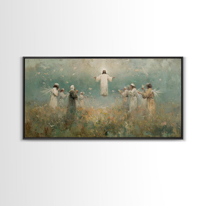 Ascension Field | Framed Canvas Print | Christian Art Print | Jesus Painting | Vintage Christian Art | Christian Wall Art | Christian Gift
