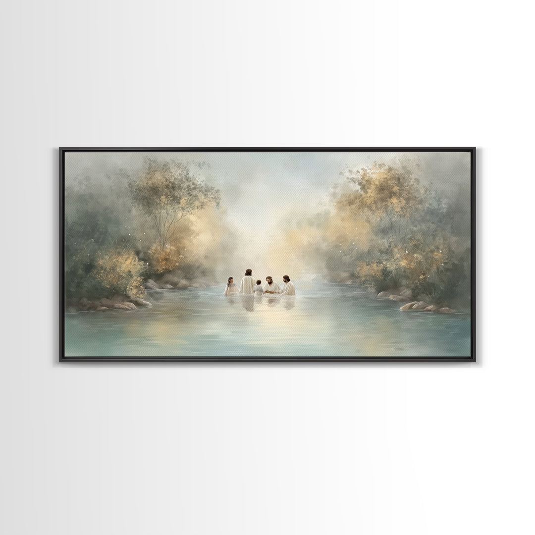 River Blessing – Framed Canvas Print – Christian Wall Art – Jesus Painting – Christian Art Canvas – Subtle Christian Art – Christian Decor