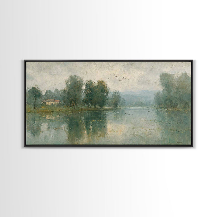 Morning Stillness, Framed Canvas Print, Christian Wall Art, Christian Art Canvas, Subtle Christian Art, Christian Painting, Christian Decor