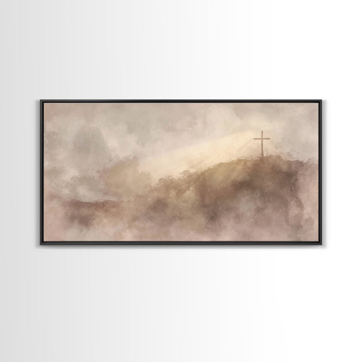 Hilltop Grace – Framed Canvas Print – Christian Wall Art – Christian Art Canvas – Christian Painting – Christian Decor – Christmas Art