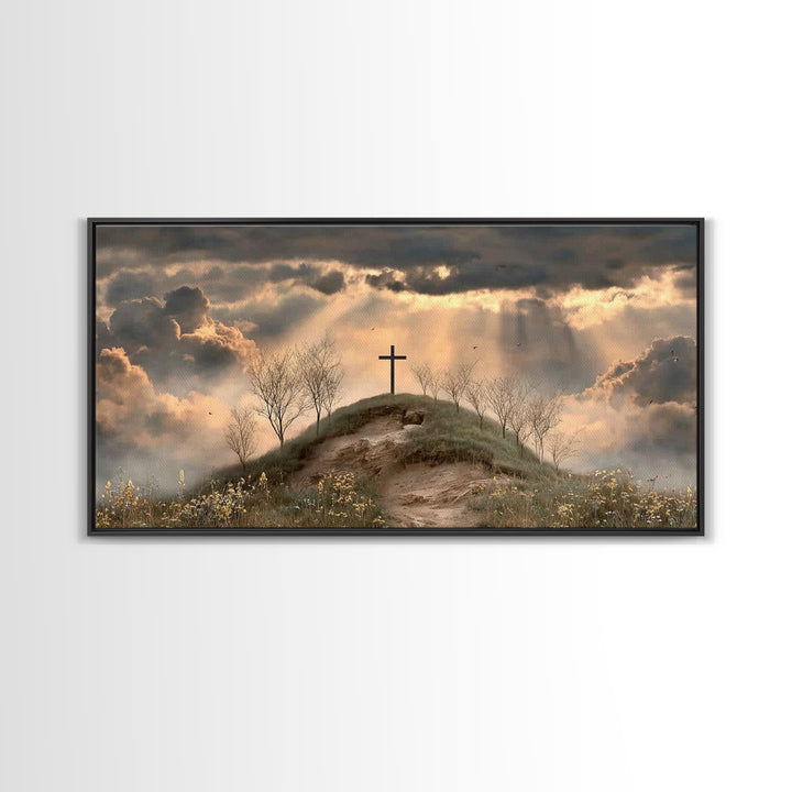 Crosslight Summit | Framed Canvas Print | Christian Wall Art | Moody Christian Art | Christian Art Canvas | Christian Decor For Home | Chri