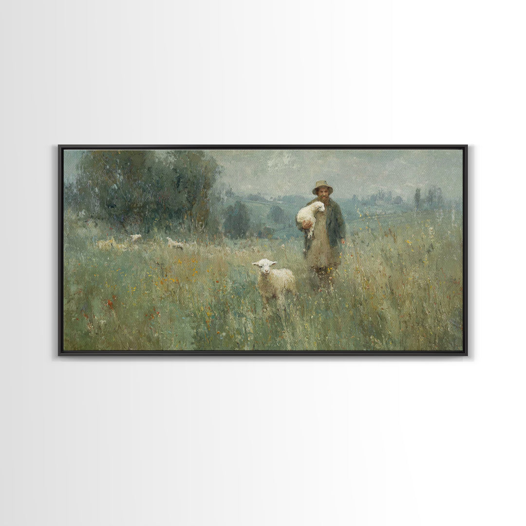 Fields Of Peace | Framed Canvas Print | Christian Art Canvas | Christian Wall Art | Pastoral Christian Art | Christian Painting | Christian