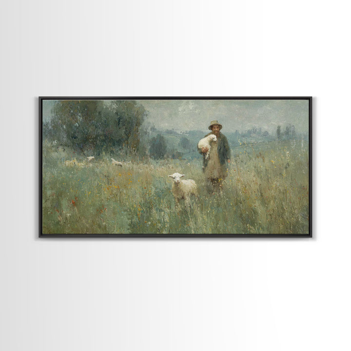 Fields Of Peace | Framed Canvas Print | Christian Art Canvas | Christian Wall Art | Pastoral Christian Art | Christian Painting | Christian