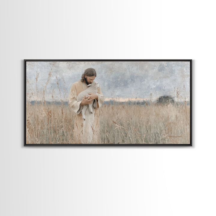 Field Of Compassion - Framed Canvas Print - Christian Art Canvas - Jesus Painting - Minimalist Christian Art - Christian Gift Ideas