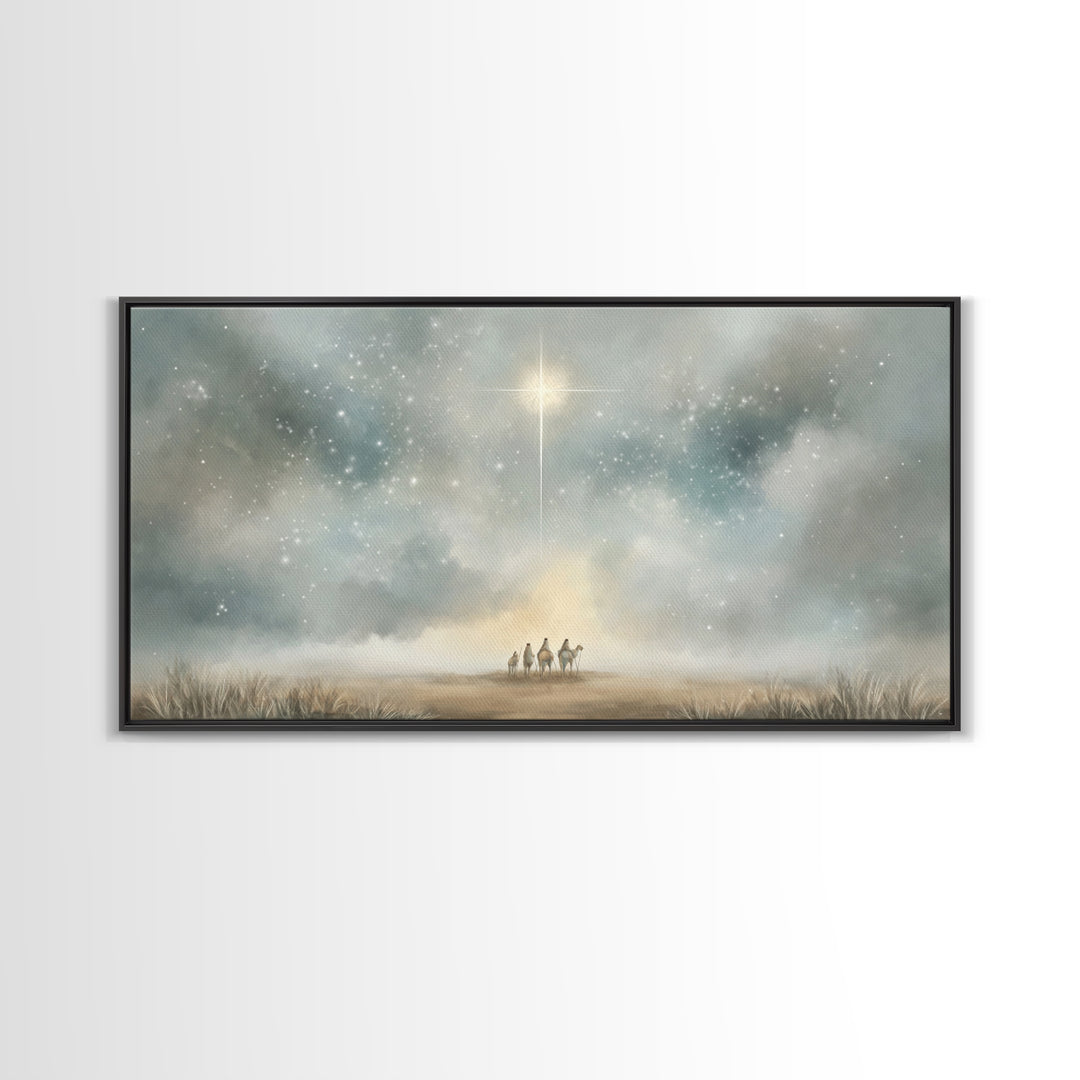 Star Of Bethlehem - Framed Canvas Print - Christmas Wall Art - Christian Christmas Art - Modern Christmas Art - Christian Decor