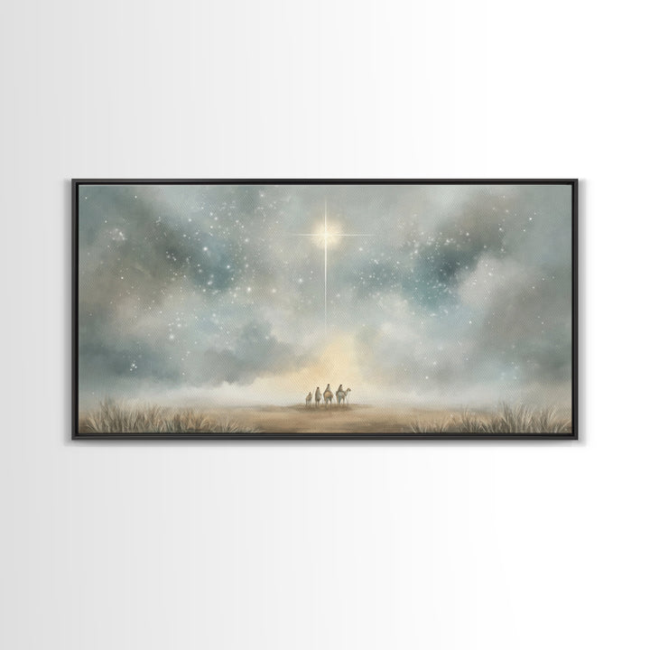 Star Of Bethlehem - Framed Canvas Print - Christmas Wall Art - Christian Christmas Art - Modern Christmas Art - Christian Decor