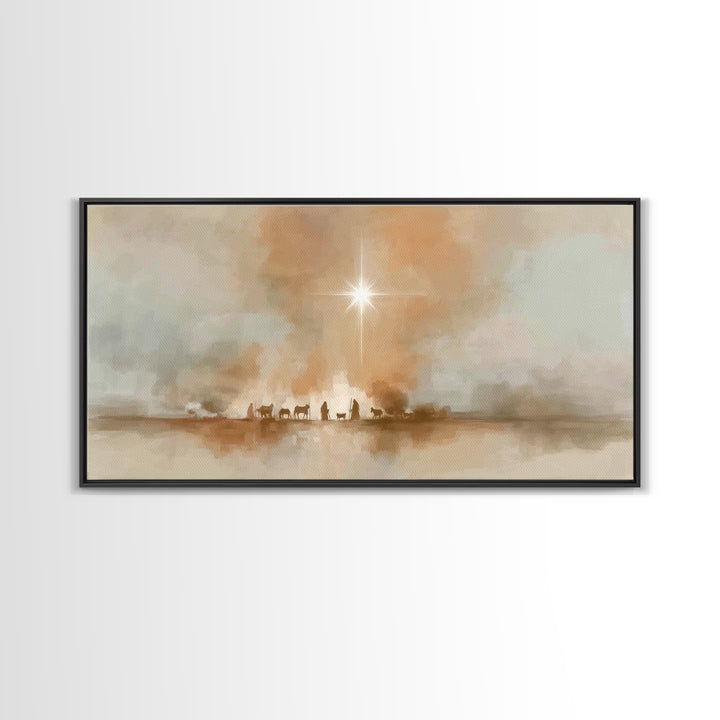 Desert Star Path - Framed Canvas Print - Christian Christmas Art - Vintage Christmas Art - Christmas Canvas Wall Art - Christian Art Print