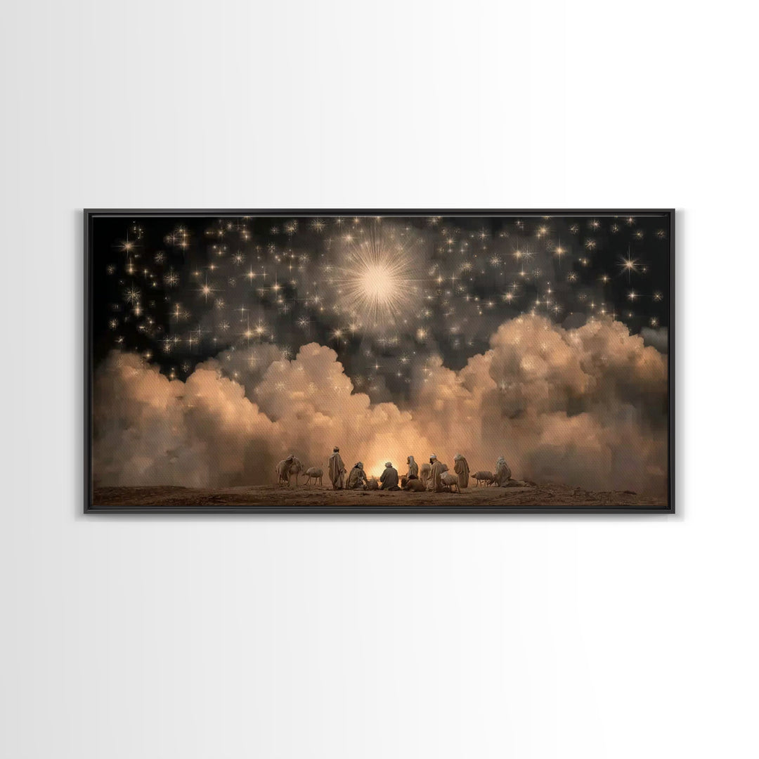 Radiant Heavens - Framed Canvas Print - Christmas Art Framed - Christian Christmas Art - Modern Christian Art - Christian Decorations