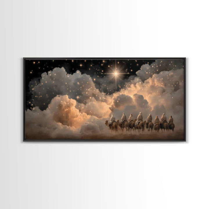 Star Of The East - Framed Canvas Print - Christmas Canvas Wall Art - Christian Christmas Art - Christian Art Canvas - Moody Christmas Art