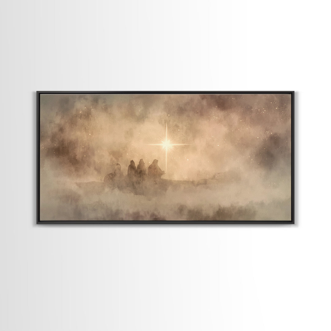 Starborn Wonder - Framed Canvas Print - Christian Christmas Art - Christmas Wall Art - Moody Christmas Art - Christian Art Canvas