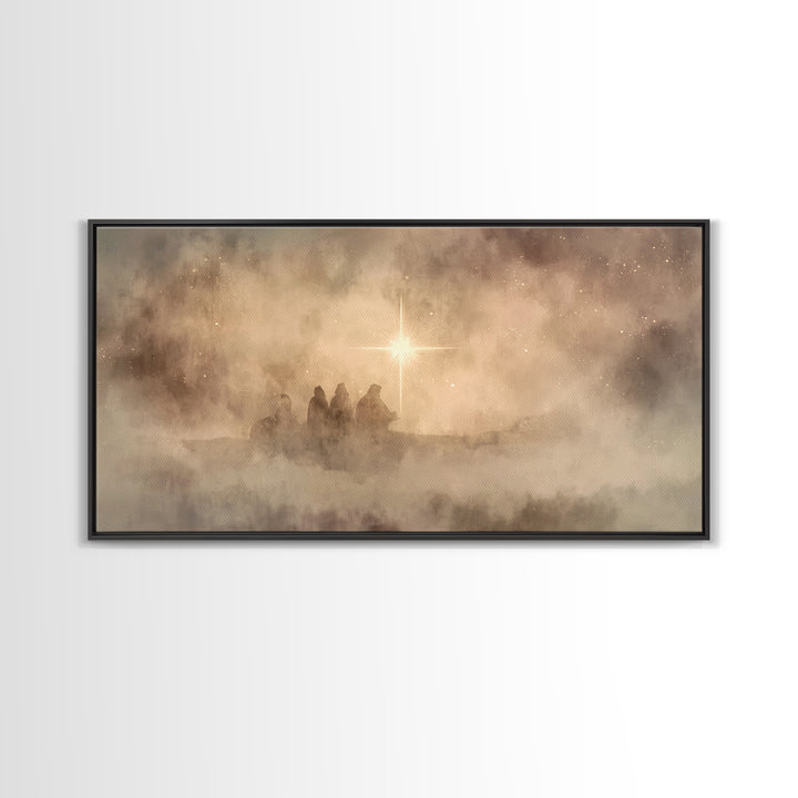 Starborn Wonder - Framed Canvas Print - Christian Christmas Art - Christmas Wall Art - Moody Christmas Art - Christian Art Canvas