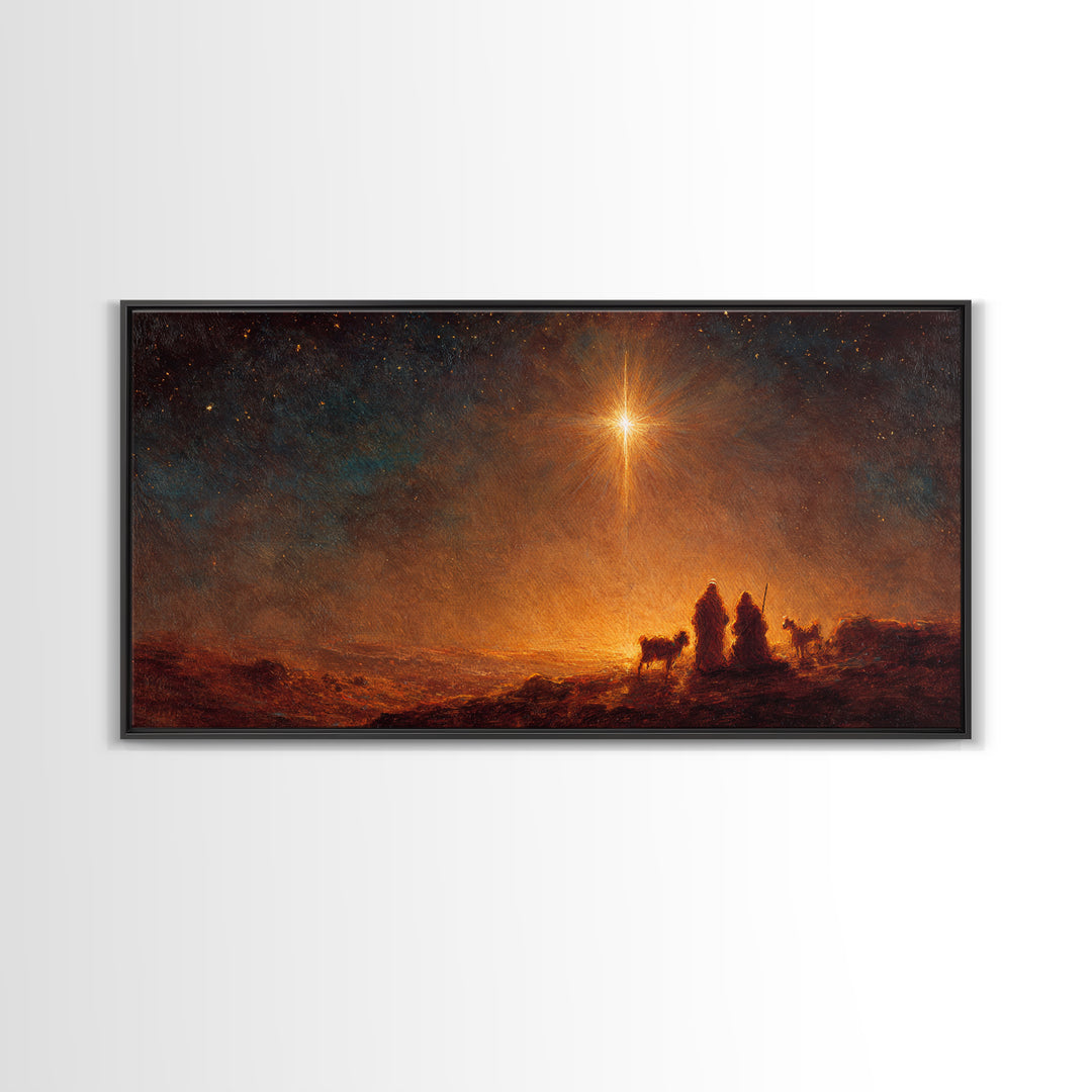 The Guiding Star – Framed Canvas Print – Christian Wall Art – Christian Art Canvas – Christmas Art – Jesus Painting – Christian Christmas A