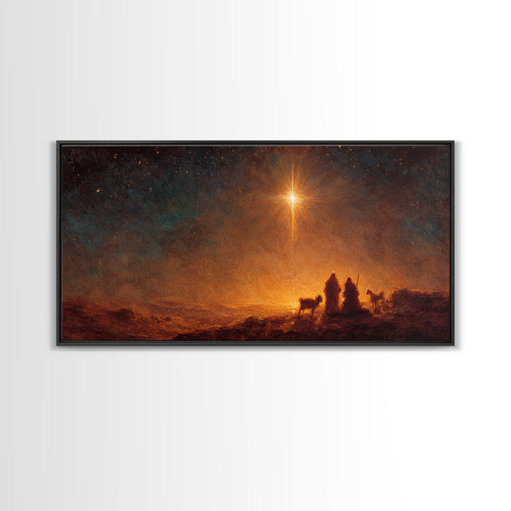 The Guiding Star – Framed Canvas Print – Christian Wall Art – Christian Art Canvas – Christmas Art – Jesus Painting – Christian Christmas A