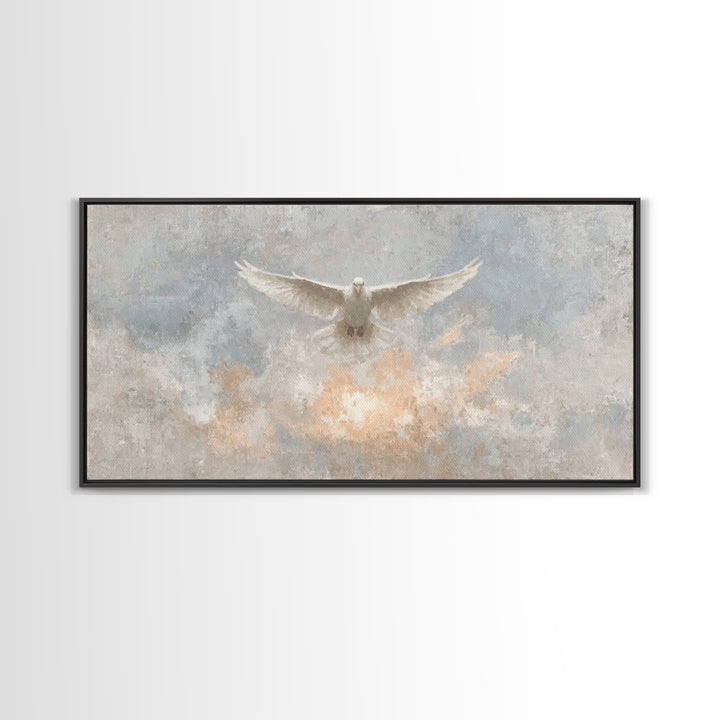 Heavenly Dove, Framed Canvas Print, Christian Wall Art, Christian Art Print, Christian Decor, Jesus Painting, Christmas Art