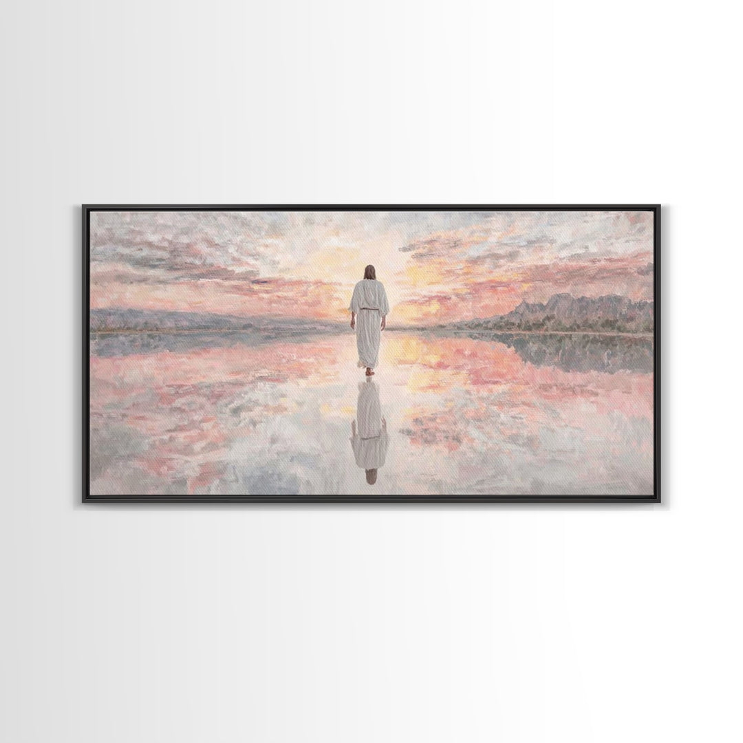 Walk Of Grace - Framed Canvas Print - Jesus Painting - Christian Wall Art - Modern Christian Art - Large Christian Painting