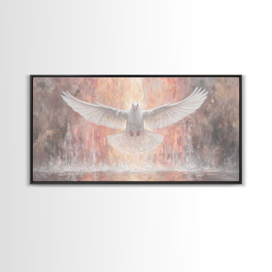 Flame Of Peace – Framed Canvas Print – Christian Wall Art – Christian Art Canvas – Christian Christmas Art – Jesus Painting – Christian Dec