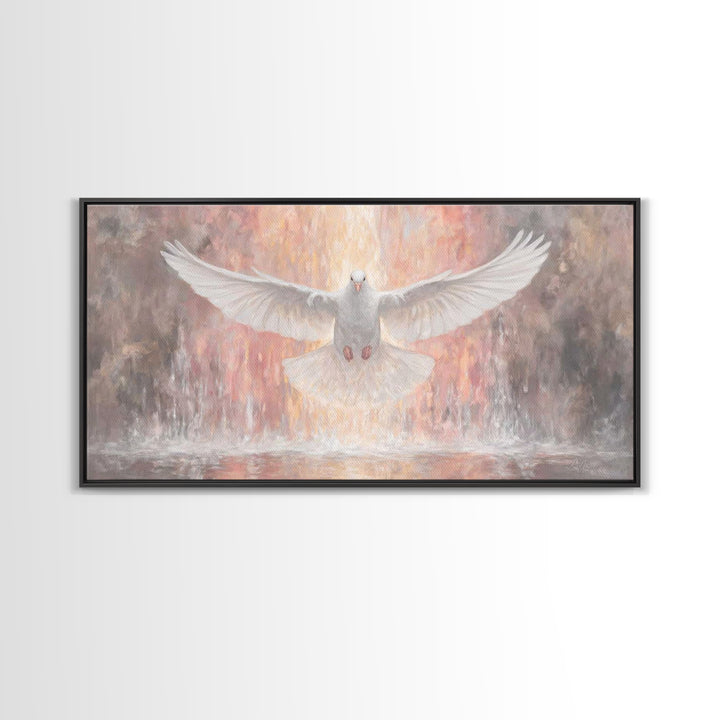 Flame Of Peace – Framed Canvas Print – Christian Wall Art – Christian Art Canvas – Christian Christmas Art – Jesus Painting – Christian Dec