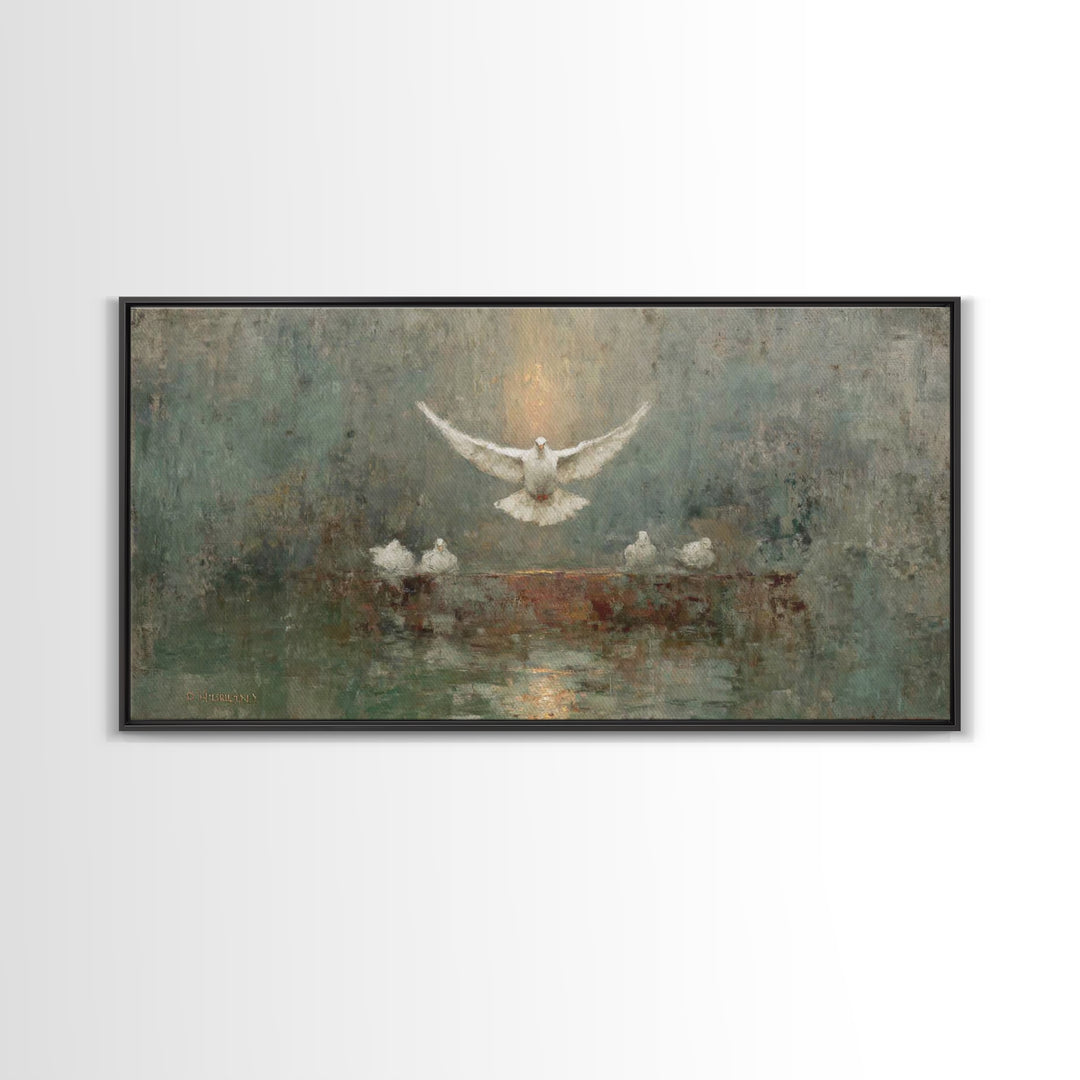 Dove Of Glory, Framed Canvas Print, Christian Art Canvas, Christian Wall Art, Christian Painting, Christmas Art, Christian Decor