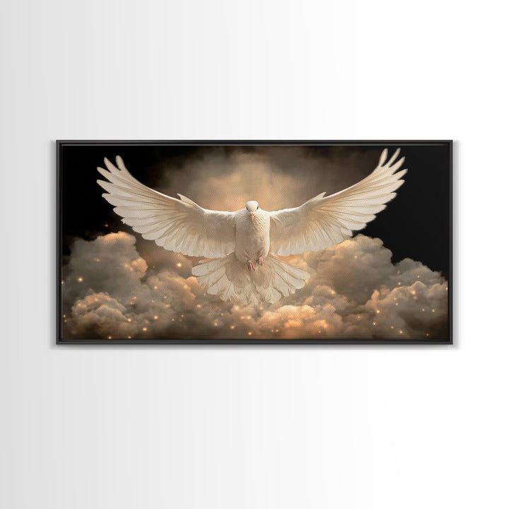 Heavenly Dove – Framed Canvas Print – Christian Wall Art – Christian Art Canvas – Jesus Painting – Christian Christmas Art – Christian Deco