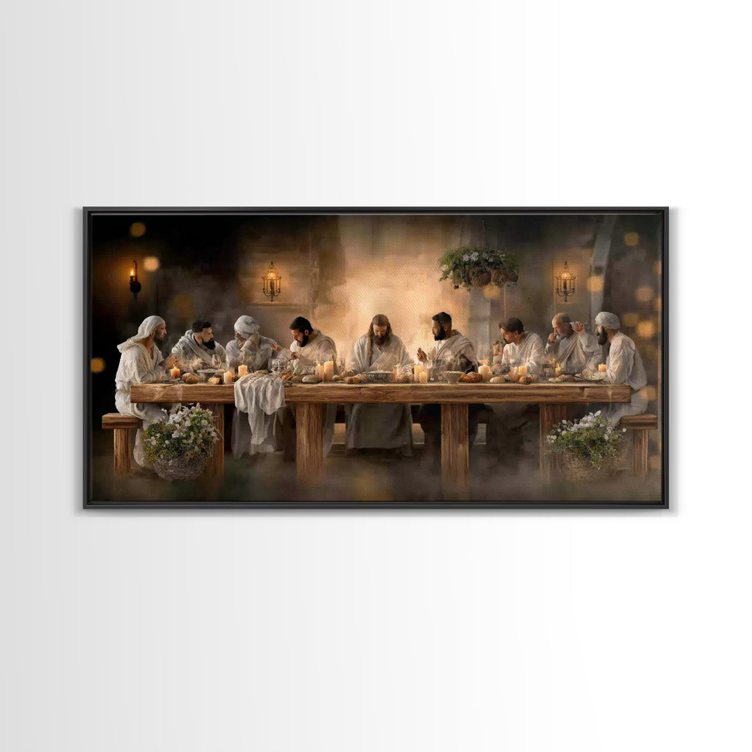 Desert Supper Glow, Framed Canvas Print, Christian Wall Art, Christian Art Canvas, Jesus Painting, Christian Christmas Art, Modern Christia